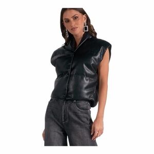 NWT Elan Skye Black Sleeveless Puffer vest SMALL